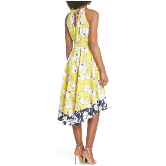 Petite Eliza J Floral Tie Waist Dress, Size 8P - Yellow - Picture 8 of 8